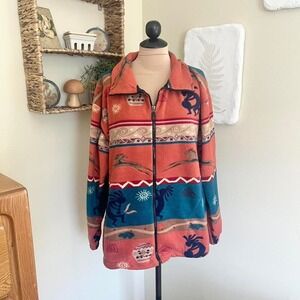 Vintage 90s Kokopelli Zip Up Fleece